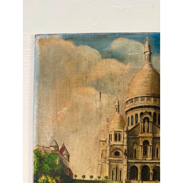 Wood Antique French Painting Montmartre Paris For Sale - Image 7 of 11