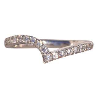 The Crescent Wave: Shared Prong Set Natural Diamond Wave Ring For Sale