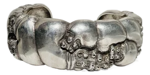 Vintage Late 20th Century African Artist Patrick Mavros, Sterling Silver Abstract Hippo Cuff Bangle