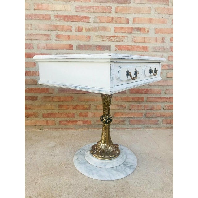 1950s Neoclassical Side Tables with Drawers and Marble Bases, 1950, Set of 2 For Sale - Image 5 of 14
