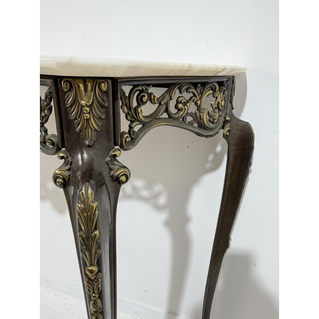 Metal Italian Console Table in Brass and Marble Top, 1950 For Sale - Image 7 of 12