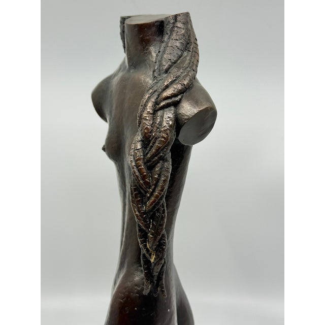 Bronze Sculpture Nude Woman with Cornrows Monogrammed Dated 93 For Sale - Image 12 of 17