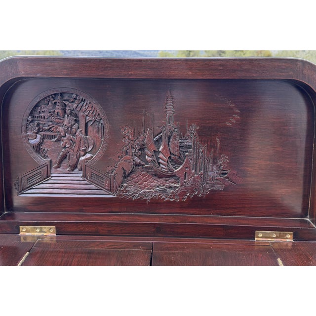 Mid-Century Chinese Hand-Carved Altar Cocktail Bar Cabinet by Hk Old Mary Sing Shun Co. - No. 9143 (With Original Catalog) For Sale - Image 12 of 17