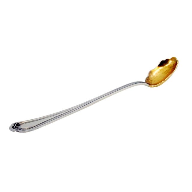 Silver Pickle Spoon with Gold-Colored Shell and Grooves For Sale - Image 9 of 9