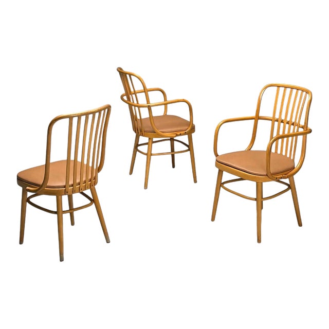 Josef Hoffmann, Ligna, Mid-Century Modern, Bistro Chairs, Czech Republic, 1970s For Sale