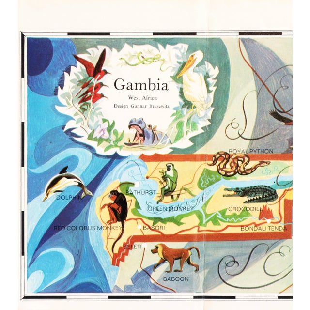 1960s Original West African Map, Map of Gambia (Recto/Verso) For Sale - Image 4 of 6