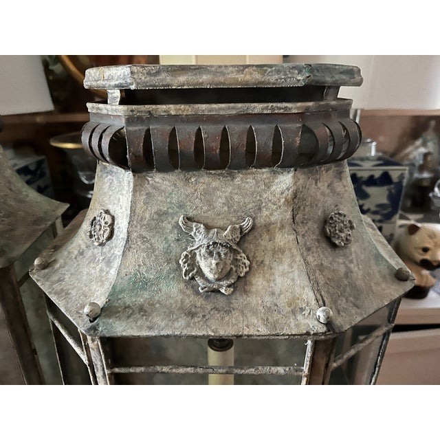 Late 20th Century Niermann Weeks Patinated Zinc Wall Lantern Sconces - A Pair For Sale - Image 5 of 10