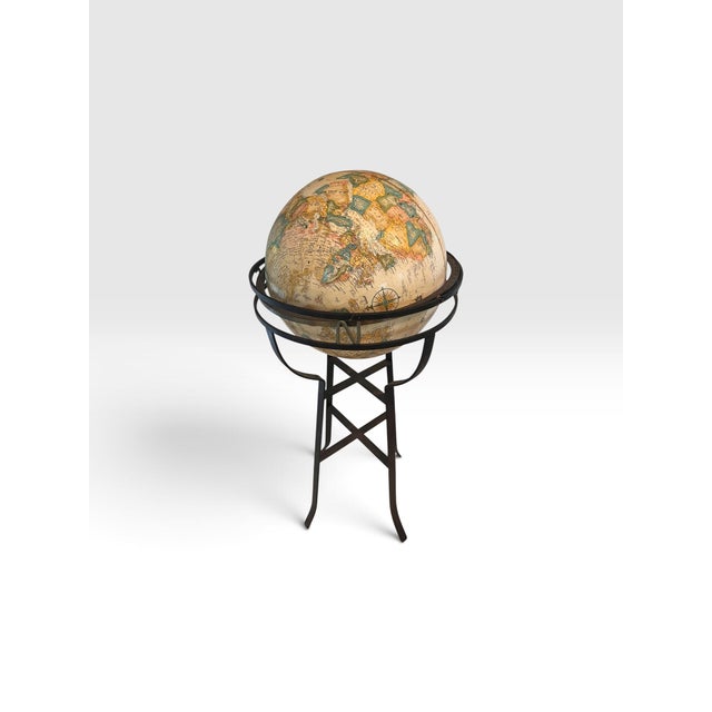 Striking vintage Replogle terrestrial floor globe featuring cartography by noted Replogle chief cartographer LeRoy M....