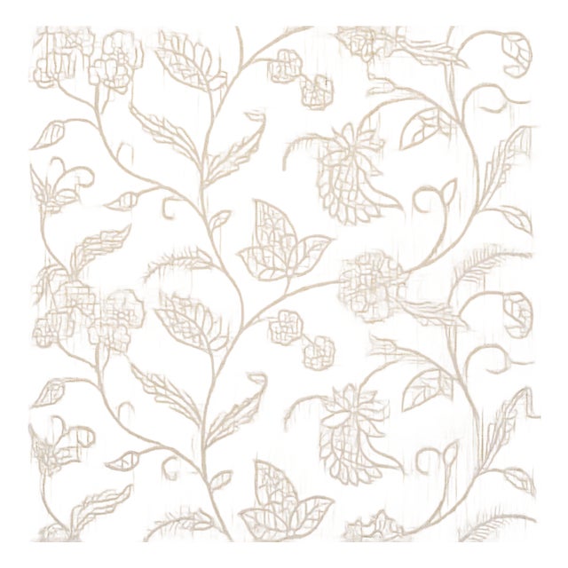 Sample - Schumacher Sconset Embroidered Raffia Wallcovering In Natural For Sale