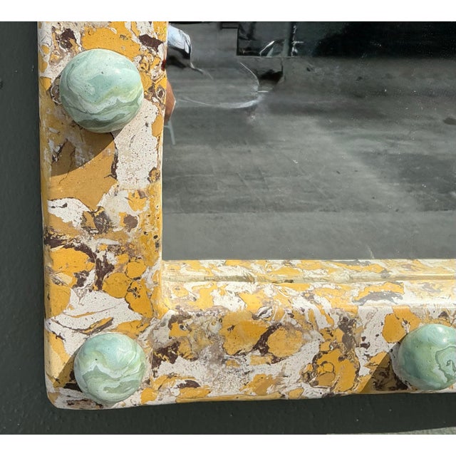 Vintage Italian Scagliola Pigmented Plaster Arched Wall Mirror For Sale - Image 11 of 12
