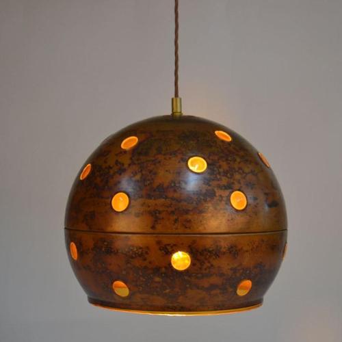 Copper and Amber Glass Pendant Lamps by Nanny Still for Raak, 1960s, Set of 2 For Sale - Image 10 of 12