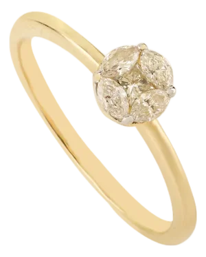 14k Solid Gold Modern Cluster Diamond Engagement Ring for Her Size 7