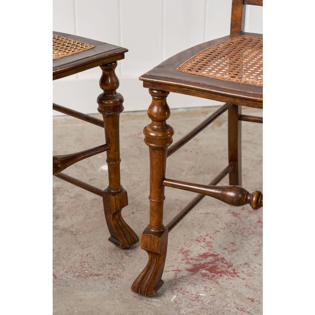 Pair of 19th Century Burl Walnut Hand Tied Cane Seat Chairs For Sale - Image 15 of 18