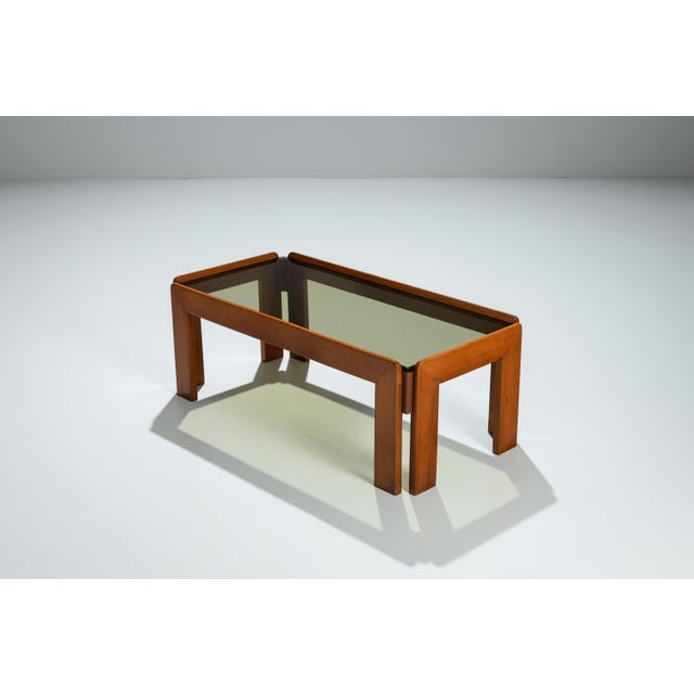 1970s Vintage Coffee Table with Smoke Glass Top by Afra & Tobia Scarpa, 1970s For Sale - Image 5 of 12