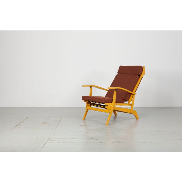 Yellow Lacquered Folding Deck Chair with Cushion, Italy, 1950s For Sale - Image 13 of 18