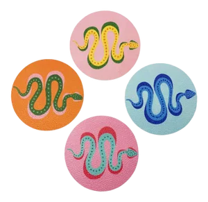 Radicchio, Apple, Zucchini and Razzle Snakes by Willa Heart Coasters - Set of 4
