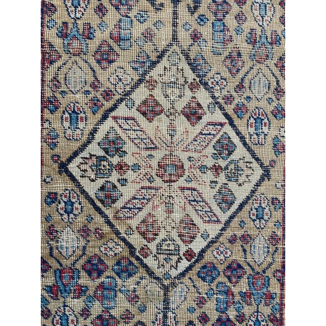 Pretty late 19th Century Tabriz rug with beautiful geometrical design and nice natural colors, entirely hand knotted with...