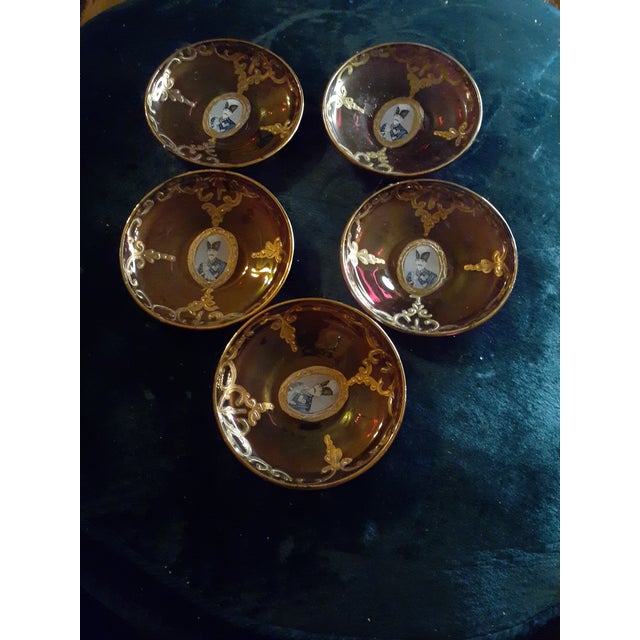 1940s 1940s Enamel Glass Tea Saucers, Made in Turkey- Set of 5 For Sale - Image 5 of 6