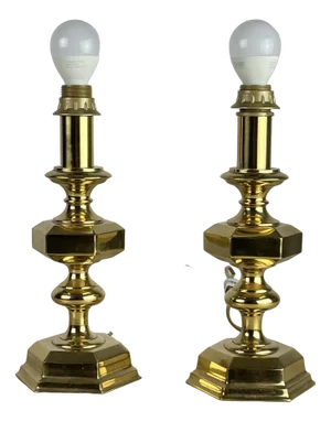 Italian Brass Table Lamps, 1980s, Set of 2