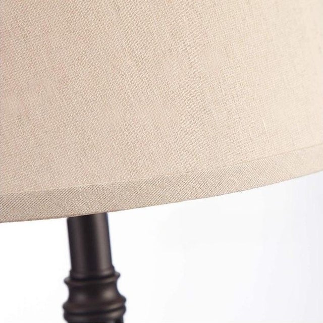 2010s Light Beige Linen & Twisted Iron Lamp For Sale - Image 5 of 6