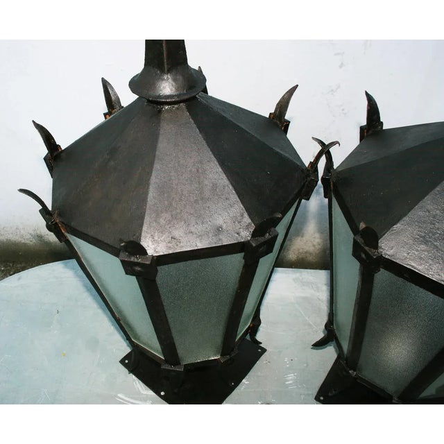 Large 19th-Century Iron Lanterns, 1890s, Set of 2 For Sale - Image 18 of 18
