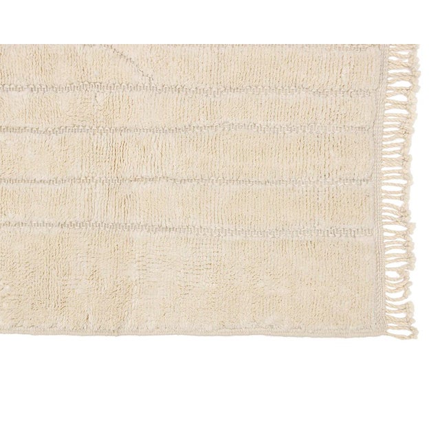 Minimalist Textured Geometric Hand-Knotted Moroccan Wool Rug | 10'0" X 6'9" | One of a Kind For Sale - Image 9 of 9
