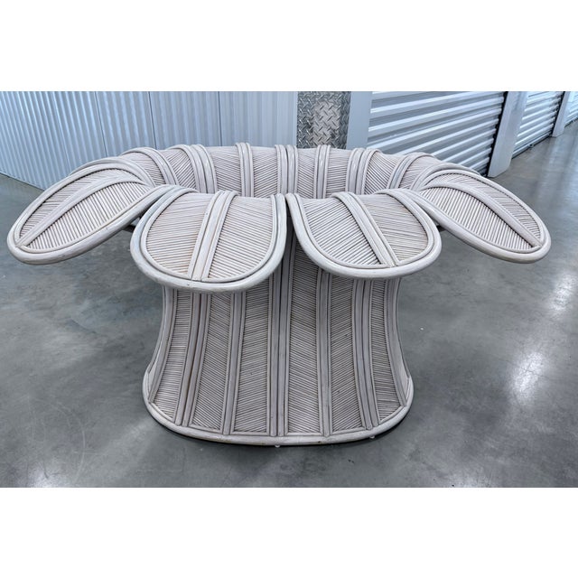 Vintage Flower Oval Dining Table in Pencil Reed Bamboo and Rattan For Sale - Image 12 of 16