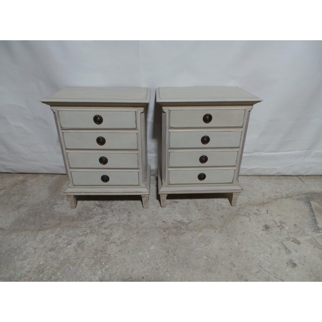 Gustavian (Swedish) Gustavian Style Unique 4 Drawer Nightstands For Sale - Image 3 of 11