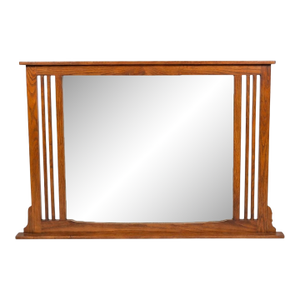 Vintage Large Solid Wood Wall Mirror With Vertical Slat