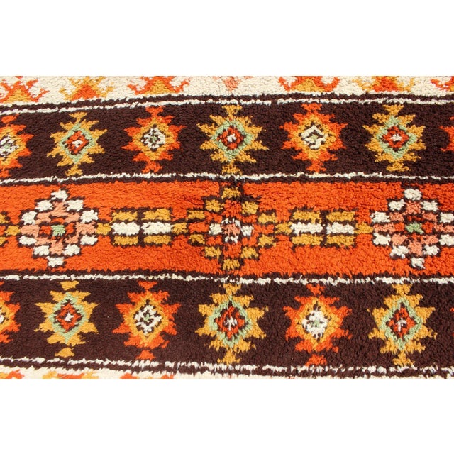 Burnt Orange Vintage Moroccan Rug With Stripes & Tribal Design in Orange, D. Brown, Ivory For Sale - Image 8 of 12