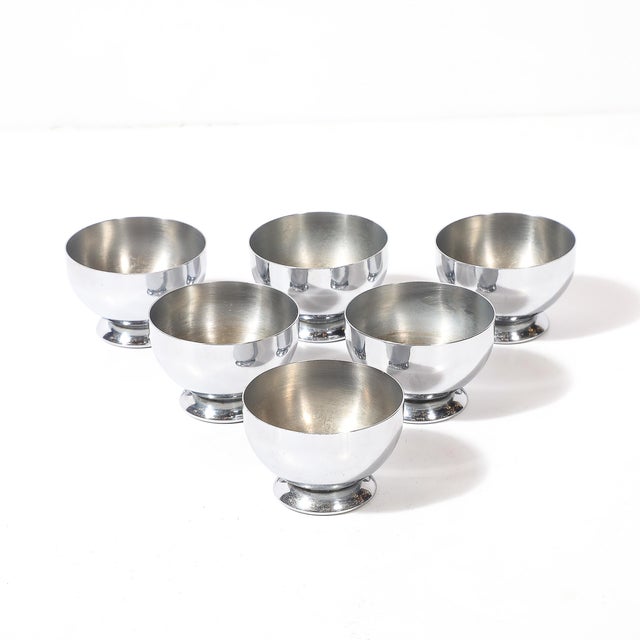 Metal 1930s Set of Six Art Deco Chrome Cordials Signed Chase For Sale - Image 7 of 10