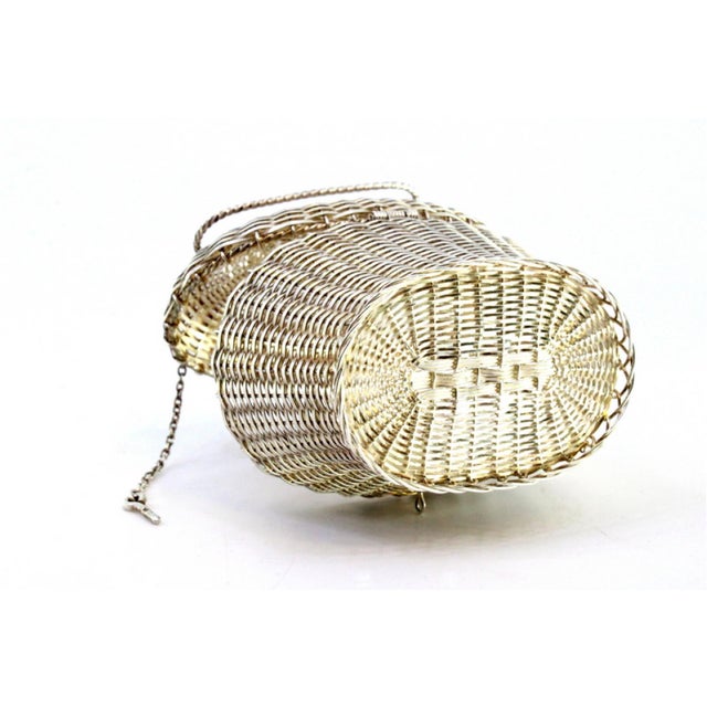 Silver Basket with Handle and Sliding Closure, in Very Good conditions. Designed 1980 to 1989 This piece has an...