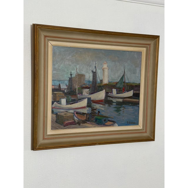 Eskil Skans, Boats, 1960s, Oil on Panel, Framed For Sale - Image 7 of 17