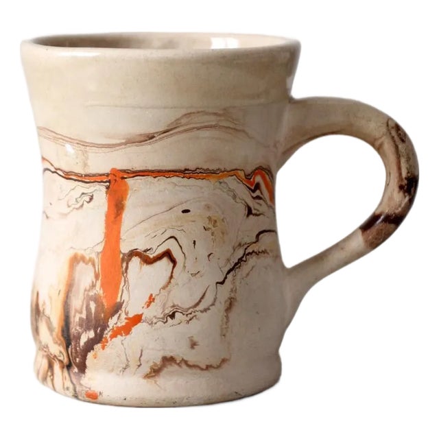 Mid 20th Century Mid-Century Nemadji Pottery Swirl Glaze Mug For Sale