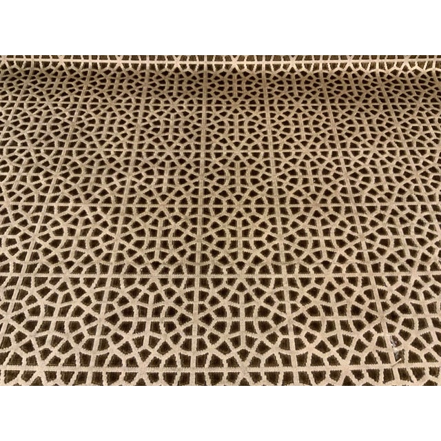 2020s Modern Geometric Cut Velvet Mocha and Taupe Designer Fabric - 14 Yards For Sale - Image 5 of 5