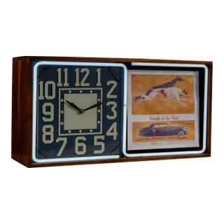 Vintage Neon Revolving Advertising Clock by Electric Ad Clock For Sale
