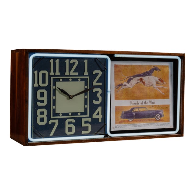Vintage Neon Revolving Advertising Clock by Electric Ad Clock For Sale