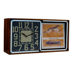 Vintage Neon Revolving Advertising Clock by Electric Ad Clock