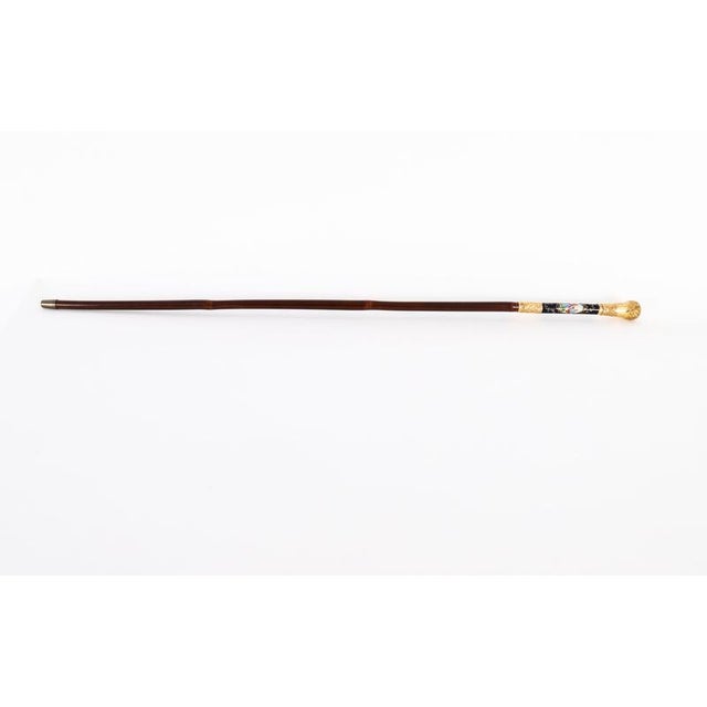 Antique French Gold Plate Walking Stick in Sevres Porcelain, 1800s For Sale - Image 3 of 18