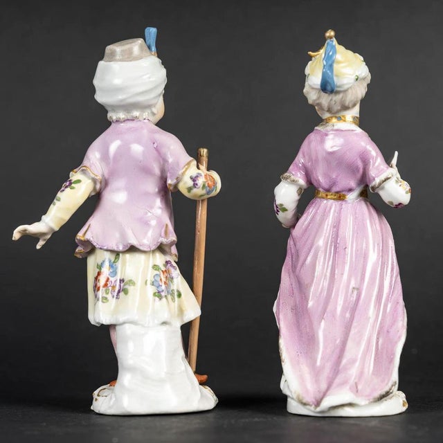 Antique Figurines from Meissen Porcelain, Set of 2 For Sale - Image 6 of 8