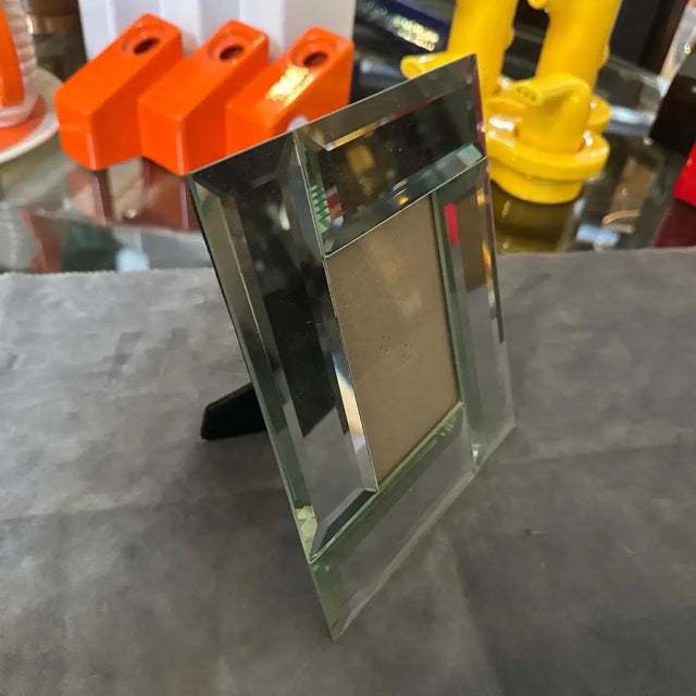 1970s Mid-Century Modern Mirror and Glass Italian Picture Frame For Sale - Image 4 of 13