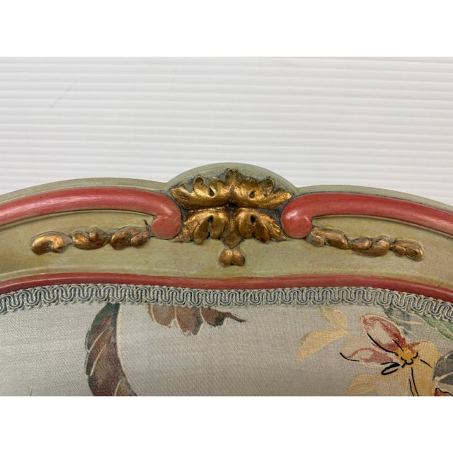 Light Green French Louis XV Bergere Chair, Gilded For Sale - Image 8 of 12