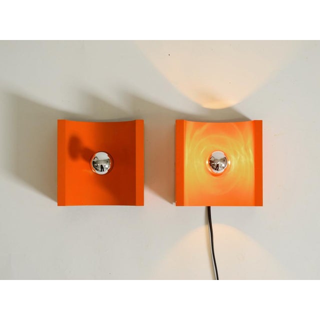 Black Space Age Metal Wall Lamps in Orange by Klaus Hempel for Kaiser Leuchten, 1960s, Set of 2 For Sale - Image 8 of 18
