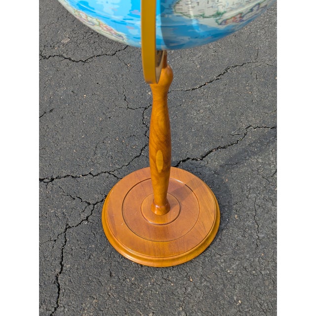 Late 20th Century Mid-Century Globe on Wooden Floor Stand For Sale - Image 5 of 8