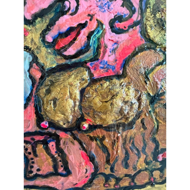 Abstract Expressionism Serg Graff "Little Princess" Original Mixed Media Painting Framed Outsider Art For Sale - Image 3 of 11