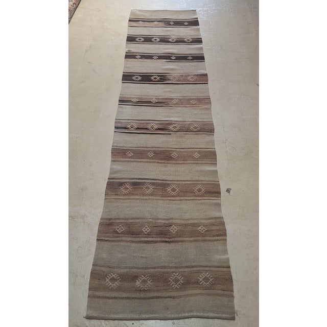 Native American Vintage Navajo-Style Handwoven Wool Runner, 8’7” X 2’1” For Sale - Image 3 of 8