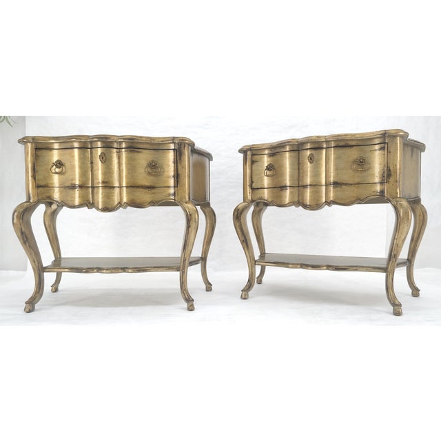 Pair of Fine Cabriole Leg Marble Top One Drawer End Tables Night Stands MINT For Sale - Image 11 of 18