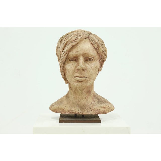 Beige Sculpted Clay Female Bust, 1970s For Sale - Image 8 of 8