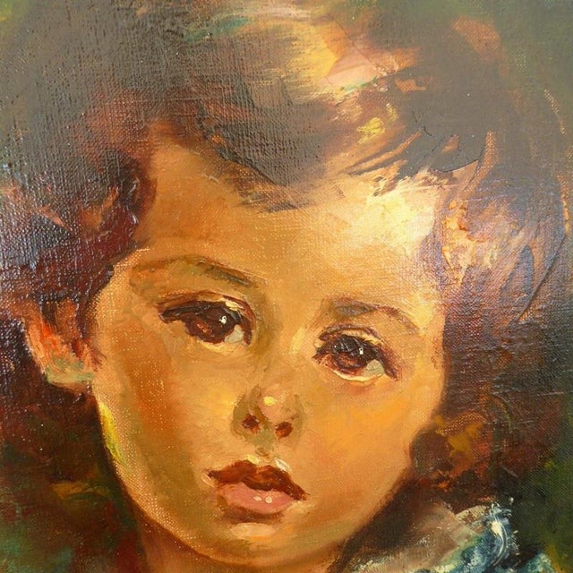 Robert Van Cleef, Child Portrait, 1970s, Oil Painting on Canvas, Framed For Sale - Image 12 of 16