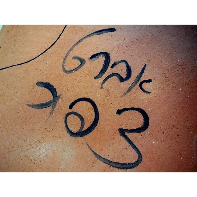 Irene Awret, Girl & Rooster Enamel Glazed Ceramic Plaque Israeli Artist Awret Naive Folk Art For Sale In Miami - Image 6 of 7